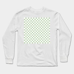 Wonky Checkerboard, White and Green Long Sleeve T-Shirt